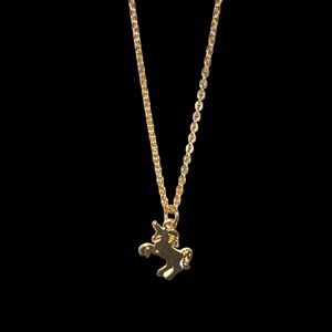 Charming Charlie gold tone unicorn necklace adjustable 15-18”